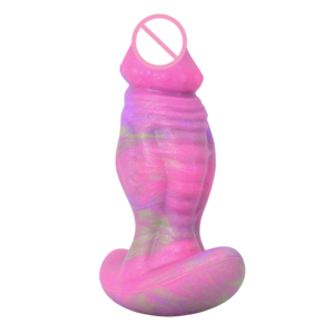 OEM ODM Marmorfarbener Rosa Gemischter Silikon-Analplug 15,2cm 290g 100% Wasserdichtes Erwachsenenspielzeug - Product Image 4