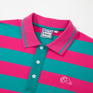 เสื้อยืดโปโลลายทางทำจากผ้าฝ้ายผ้าเทอร์รี่เสื้อโปโลปักลาย - Product Image 3