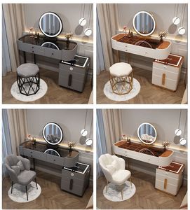 Lámpara de <span class=keywords><strong>tocador</strong></span> inteligente para dormitorio, moderna y sencilla, multifuncional, con carga inalámbrica Bluetooth, espejo de almacenamiento de vidrio, mesa de maquillaje - Product Image 6