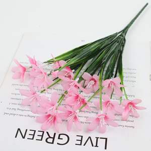 Orchidées <span class=keywords><strong>Cymbidium</strong></span> artificielles au toucher réel avec feuilles vertes, centre de table pour la décoration de la maison et des mariages - Product Image 4