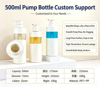 Bouteille Pompe Transparente 500ml avec Fenêtre, Distributeur de Gel Douche Multicolore, Contenant Cosmétique Vide pour Propriétaires de Marques (Vente en Gros)