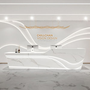 Nuevo en 2025, Mostrador de Recepción con Diseño de Barco, Dorado, con Carga Inalámbrica, Mueble Pequeño, Mesa de Recepción para Peluquería, Mesa de Bar - Product Image 1