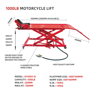 Elevador de cilindro de bomba de aire con diseño de tijera de 1000LBS, elevadores de coche para elevador de mesa de motocicleta - Product Image 3