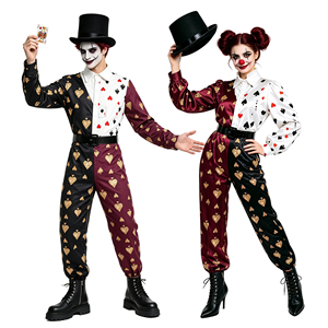 Traje de payaso oscuro para TV, mono de satén brillante con abertura, traje de <span class=keywords><strong>mago</strong></span>, atuendo para fotos, para adulto unisex, Halloween, <span class=keywords><strong>casa</strong></span> embrujada - Product Image 1