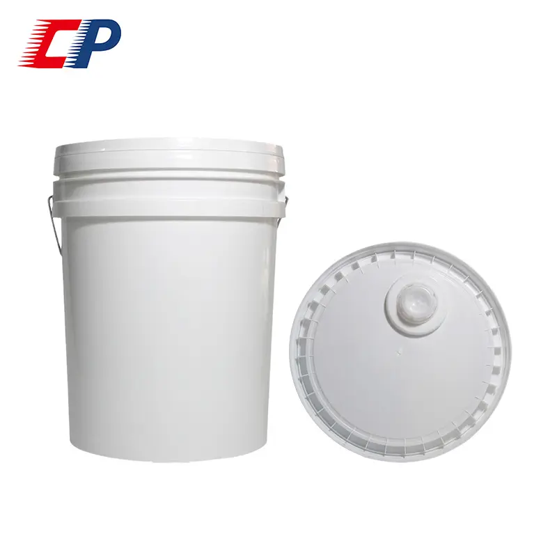 Witte Ronde Food Grade Plastic Verf Emmer 20l 5 Gallon Emmer Met Tuit Deksel Voor Verpakking