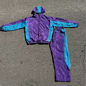 OEM Custom LOGO Embroidery Two Piece <b>Zip</b> <b>up</b> <b>Jacket</b> Long Set with Reflective Polyester Windbreaker Tracksuits for Men - Product Image 3