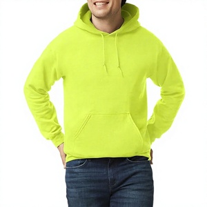 Sweat-shirt à capuche en polaire vert néon pour homme, coupe classique, couleur unie, pull décontracté avec poche, vêtement d'automne - Product Image 1