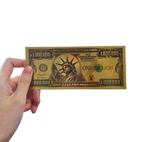 Billet de banque souvenir en plastique argenté de un million de dollars américains avec la Statue de la Liberté