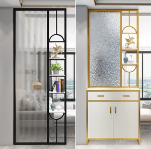 Changhong Simple moderno de acero inoxidable respetuoso con el medio ambiente estante decorativo Modular de acero inoxidable Pantalla de vidrio partición sala de estar - Product Image 1