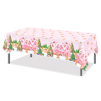 Nappe de table pour fête de Noël Huancai, motif homme en pain d'épices rose, nappe en plastique jetable pour fournitures de fête de Noël