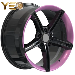 Rines Forjados Personalizados de 5 Radios en Negro Brillante con Borde Rosa, de 18-21 Pulgadas, Compatibles con BMW Serie 3, 5 y <span class=keywords><strong>7</strong></span>, Porsche, Rines de Aleación de Alto Rendimiento y Estilo - Product Image 1