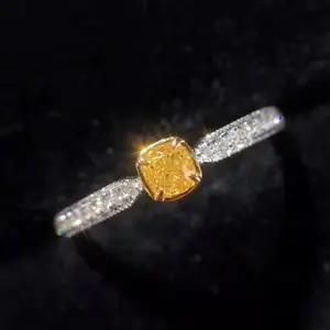 Minimalist düğün elmas takı toptan 18k altın 0.155/0.17/0.18ct doğal sarı elmas yüzük kadınlar için