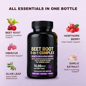 Capsules d'extrait de betterave pour adultes OEM ODM, 20 fois concentrées, chaque portion équivaut à 10 000 mg de betterave brute, gestion de l'énergie - Product Image 3