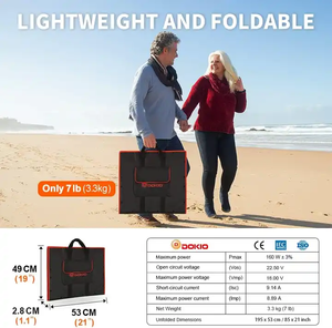 Panneau solaire portable pliable et flexible <span class=keywords><strong>Dokio</strong></span> USA Stock 18V 150W <span class=keywords><strong>160W</strong></span> pour les voyages, les bateaux et les camping-cars, haute qualité - Product Image 2