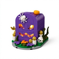 Ensemble de blocs de construction en plastique pour Halloween avec sons et lumières, 899 pièces, maison citrouille convertible, cercueil fantôme, mini briques pendentifs