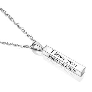 Edelstahl Long Strip Anhänger Halskette Anpassbarer Name Stereo Rod Anhänger Halskette für Paare - Product Image 6