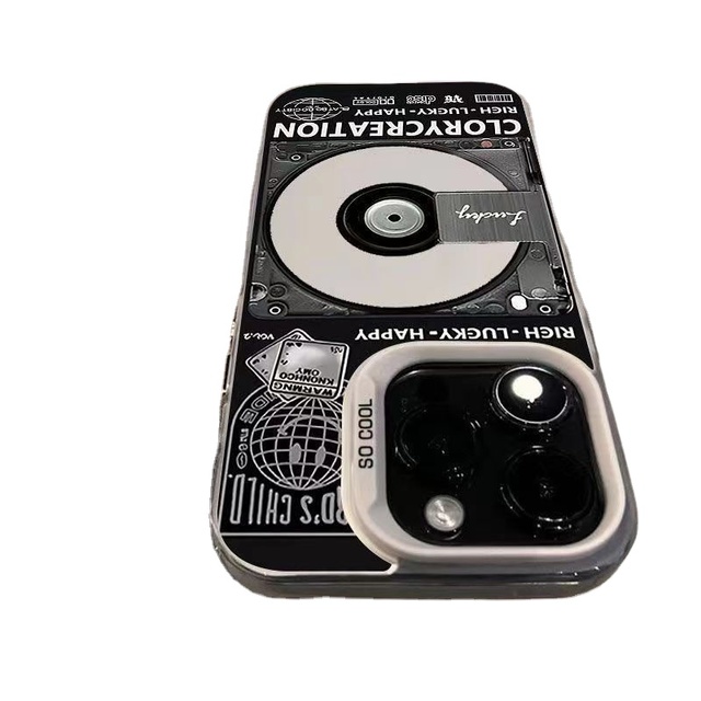 Retro Record Player Plating Matte Phone Case for iPhone 16 Pro 14 Pro Max Fashion Trend Creativity Monogram Mobile Phone Cases