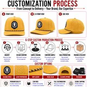 Casquette de golf à cinq panneaux avec patch en silicone, logo personnalisé, haute qualité, faible MOQ, casquette snapback respirante et durable pour homme, idéale pour l'extérieur - Product Image 2