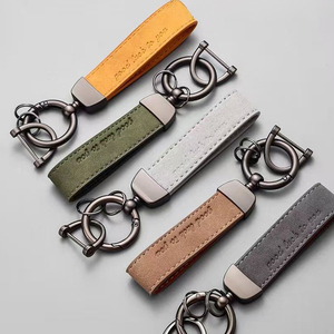 Porte-clés en suède automobile en alliage de zinc avec logo personnalisé, sangle de suspension pour clés de véhicule, gaufré, inaltérable, durable, pour BMW Toyota Honda - Product Image 2