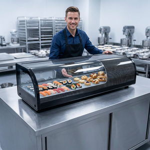 Comptoir Réfrigéré Commercial à Température Unique pour Salades, Vitrine Courbe en Verre pour Charcuterie, Réfrigérateur à Refroidissement Direct Automatique - Product Image 1