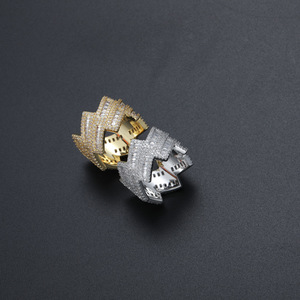 Nuevo Anillo de Cobre con Circonitas para Hombre, Dos Filas de Anillos Cubanos - Product Image 5