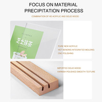 Porte-cartes photo en bois acrylique vertical double face pour les cafés, les salons de thé, les fournitures de restaurant en papier durable