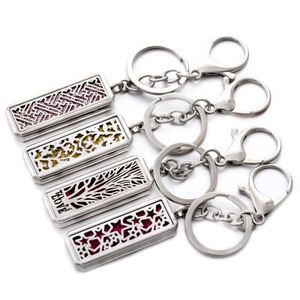 Diffuseur d'huiles essentielles rectangulaire en acier inoxydable, boîte à parfum, accessoires de porte-clés tendance, pendentif créatif - Product Image 1