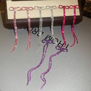 โบว์ประดับเพชรประดับพู่ยาวต่างหูแฟชั่นและหลากหลายต่างหูหรูหราระดับไฮเอนด์ - Product Image 6