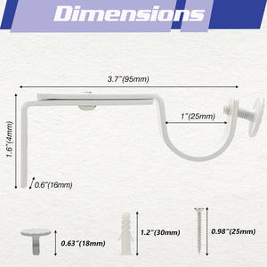 [Approvisionnement direct transfrontalier] Tringle à rideau télescopique blanche moderne et minimaliste avec support latéral - Product Image 2