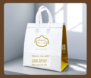 Non-woven Leather Takeaway Bag Insulated Bag Thermal Insulated Bag Aluminum Foil Lined Bag Zipper Closure Cooler Bag - Product Image 6