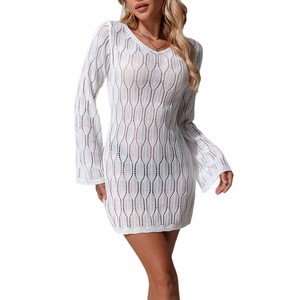 Style Solid Color <strong>Sexy</strong> Cutout See-through Beach Cover-up Bikini Swimsuit Beach Skirt for Women - Product Image 5