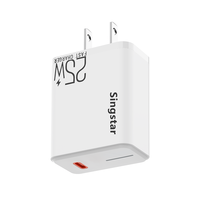 Adaptateur de voyage Singstar Super Rapide LED 25W Type C QC3.0 Sortie 5V pour téléphones mobiles et tablettes Samsung US/EU/UK
