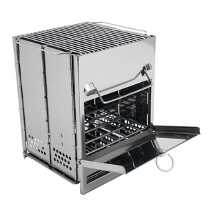 Parrilla de barbacoa cuadrada de acero inoxidable para exteriores, estufa plegable para acampar, soporte para leña. - Product Image 6