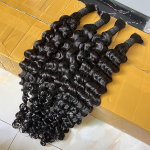 Afro crespo sfuso dei capelli umani onda di acqua senza trama 100% le estensioni dei capelli intrecciati umani indiani non trasformati - Product Image 2