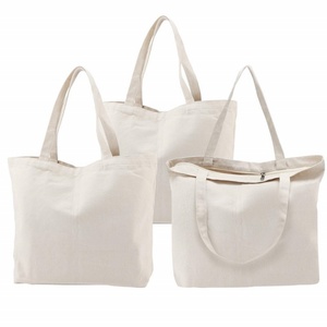Sac fourre-tout en toile de coton écologique avec logo personnalisé, poignées en tissu, fermeture éclair, bandoulière – Durable et recyclable - Product Image 1
