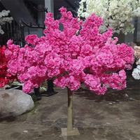 Décoration de mariage A-1544, petit arbre artificiel de fleurs de cerisier de 4 pieds, arbre de cerisier en soie rouge pour centre de table