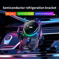 Accesorios Inteligentes para Automóviles, Refrigeración por Semiconductor para Rejilla de Ventilación, Lámpara Colorida, Soporte Magnético Fuerte, Cargador Inalámbrico para Automóvil de 25 W, BK62