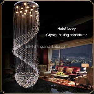 Led vòng xoắn ốc Lustre bóng K9 pha lê giọt mưa trần ánh sáng tuôn ra gắn thả Mặt dây chuyền đèn - Product Image 5