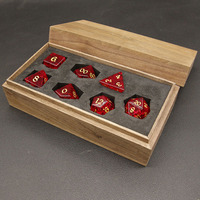 Jeu de dés en verre polyédrique Red Burst pour jeux de table TCG D & D 16-24mm 7 pièces
