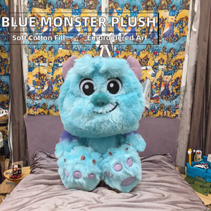 Nouvelle conception 2023 : Ours en peluche bleu Sullivan, mignon et de style dessin animé, avec rembourrage en coton PP et détails brodés - Product Image 2
