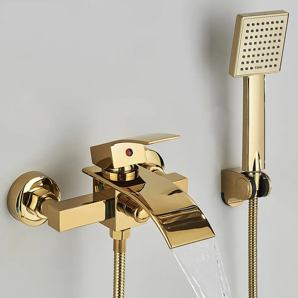 wall mounted bathtub faucet brass bath & shower tub and shower set gold