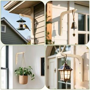 Support mural en bois massif pour plantes, crochet de suspension décoratif pour intérieur et extérieur avec support en corde - Product Image 1