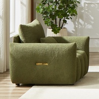 Canapé simple en tissu Teddy doux, fauteuil ergonomique moderne et confortable pour le bureau, le salon, meubles décoratifs verts