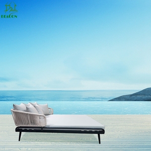 Chaise de salon tissée rembourrée au design nordique, chaise longue d'extérieur, de plage, lit deux places - Product Image 2