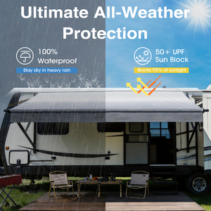 Tissu de remplacement pour <span class=keywords><strong>auvent</strong></span> de <span class=keywords><strong>caravane</strong></span> Blue Fade 16'2" avec logo personnalisé, housse d'<span class=keywords><strong>auvent</strong></span> pour camping-car et camping - Product Image 3