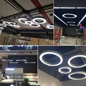 Lámpara Colgante Moderna Negra con Anillo, LED E26, Luz Blanca Cálida 3500K, Acero Inoxidable, Dorado, Altura Ajustable, Regulable, para Sala de Estar - Product Image 4