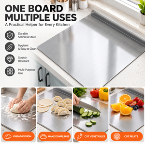 Grande planche à découper en acier inoxydable 304 en forme de L, de qualité alimentaire, pour la cuisine, la viande, les légumes et la pâtisserie - Product Image 3