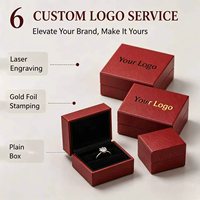 Coffret à bijoux élégant en similicuir rouge JMjermyn JM-004BS avec doublure en velours pour bague, collier, demande en mariage, anniversaire, emballage