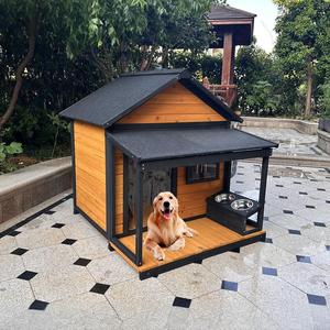 กรงสุนัขไม้กลางแจ้งบ้านสุนัขพันธุ์เล็กกันฝนได้ทุกฤดูอบอุ่นกันแสงแดดรูปทรงสี่เหลี่ยมขนาดเล็กสุนัขสไตล์คลาสสิก - Product Image 2