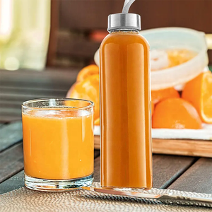 Bouteille de boisson en verre Borosilicate transparent écologique avec couvercle en acier inoxydable étanche pour réfrigérateur à jus - Product Image 5